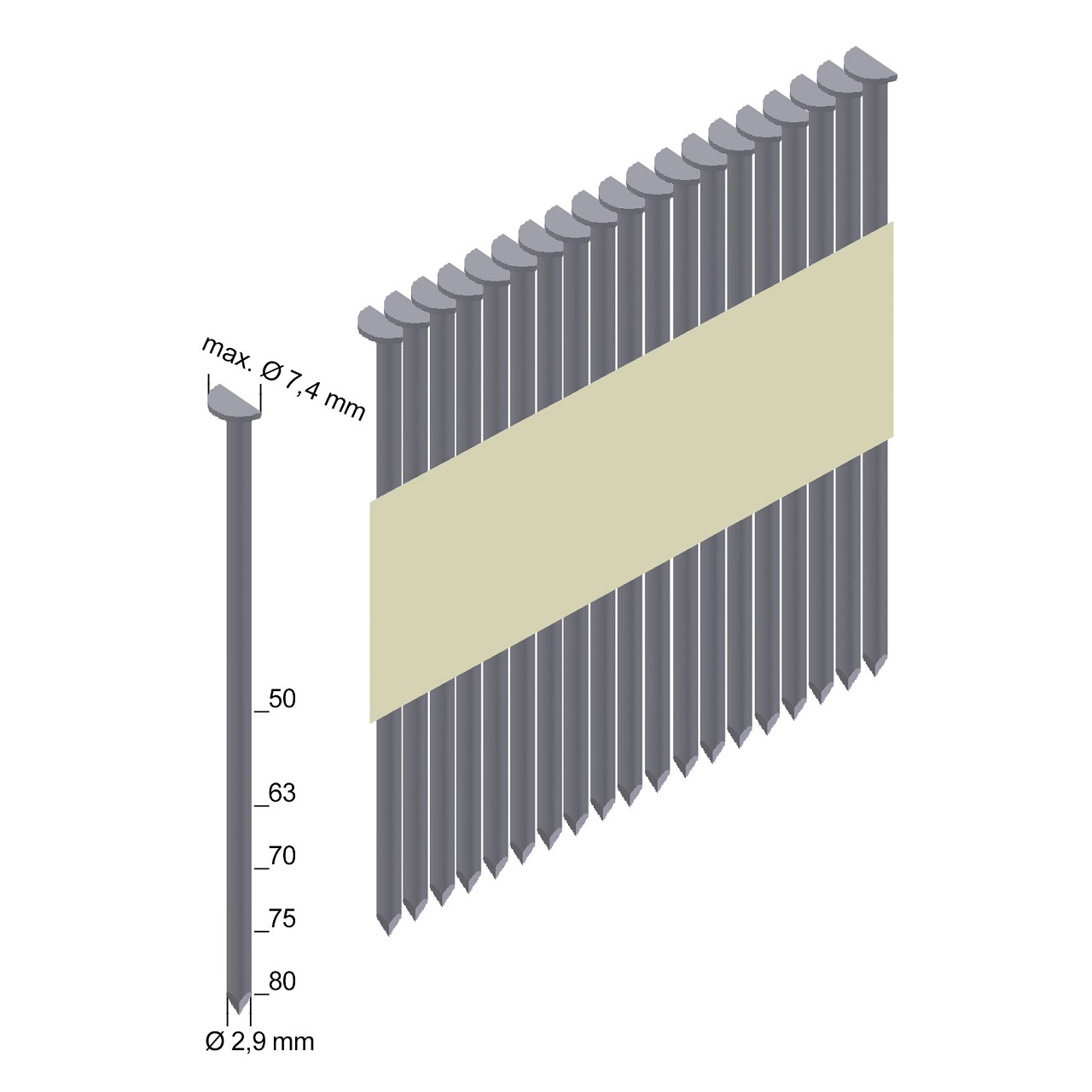 PR28/70BK Halbkopf-Streifennägel blank Glattschaft