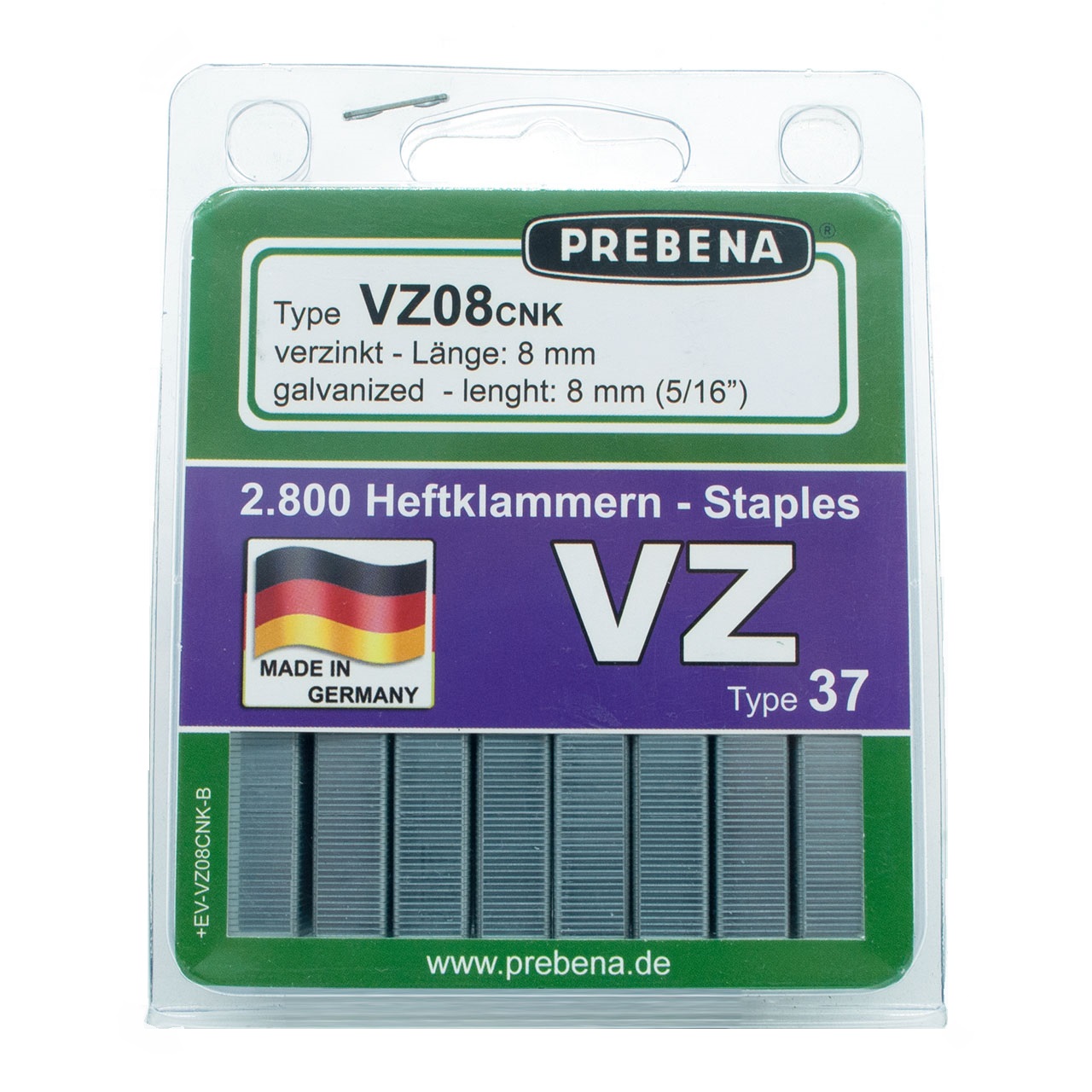 VZ08CNK-B Heftklammern im Blister verzinkt