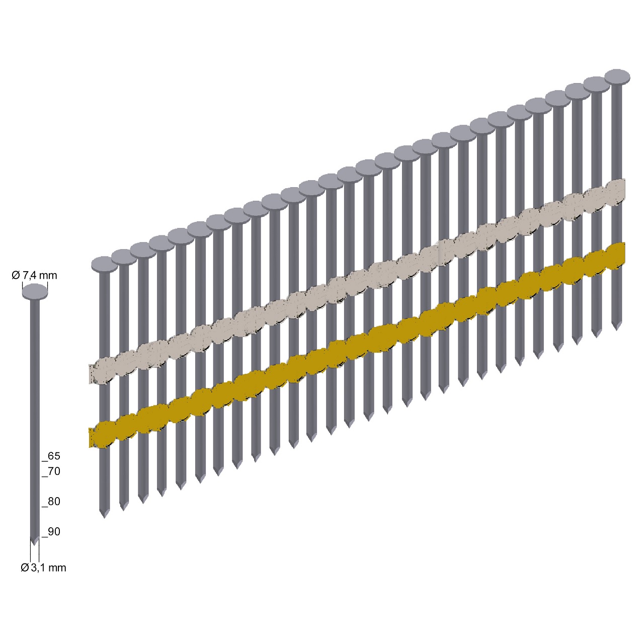 RK31/80BK Rundkopf-Streifennägel blank Glattschaft